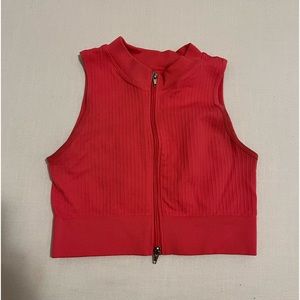 Pink zip up work out tank